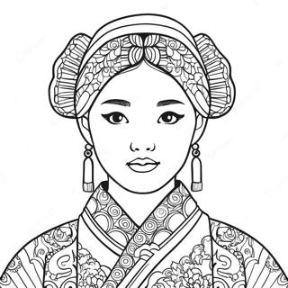 Pagina Para Colorear De Chica Coreana En Hanbok Tradicional 67762-55900