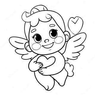 Pagina Para Colorear De Un Querubin Adorable Con Un Corazon 68063-56132