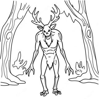 Pagina Para Colorear De Wendigo Espeluznante En El Bosque 68163-56232