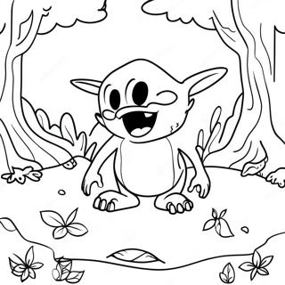 Pagina Para Colorear De Una Escena Del Bosque Goblincore 68312-56330