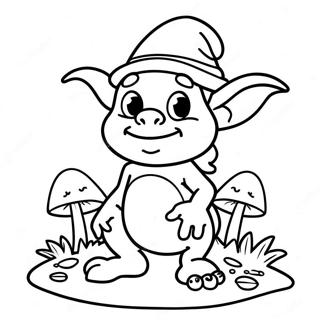 Pagina Para Colorear De Un Goblin Lindo Con Setas 68313-56335