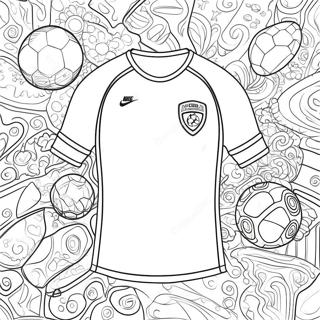 Pagina Para Colorear De Diseno De Camiseta De Futbol Colorida 68423-56425