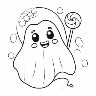 Pagina Para Colorear De Un Adorable Fantasma Kawaii Con Dulces 68523-56503