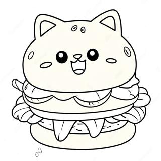 Pagina Para Colorear De La Linda Hamburguesa De Gato Con Bigotes 68553-56529