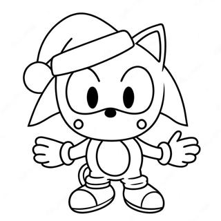 Pagina Para Colorear De Sonic El Erizo Con Sombrero De Santa 6855-5575