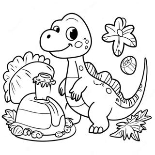 Pagina Para Colorear Del Banquete De Accion De Gracias De Dinosaurios 68592-56544