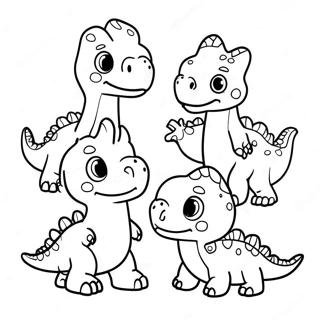 Pagina Para Colorear De La Adorable Familia De Dinosaurios En Accion De Gracias 68593-56565