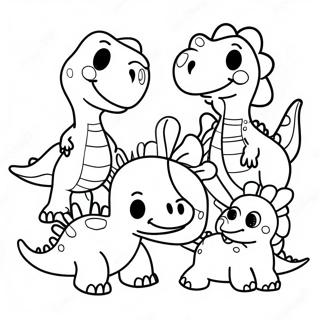 Pagina Para Colorear De La Adorable Familia De Dinosaurios En Accion De Gracias 68593-56566