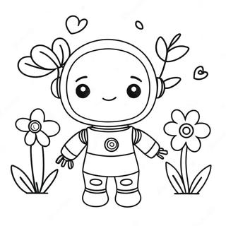 Pagina Para Colorear De La Adorable Chica Robot Con Flores 68613-56574