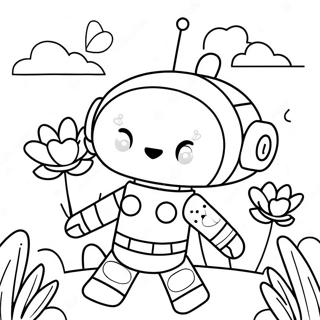 Pagina Para Colorear De La Adorable Chica Robot Con Flores 68613-56575