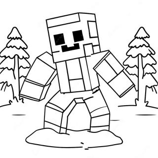 Pagina Para Colorear Del Lindo Golem De Nieve De Minecraft 68824-56738