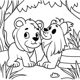 Pagina Para Colorear De Personajes Leones Jugando En La Jungla 68844-56747