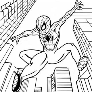 Pagina Para Colorear De Spiderman Balanceandose Por La Ciudad 68874-56785