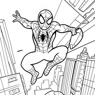 Pagina Para Colorear De Spiderman Balanceandose Por La Ciudad 68874-56786