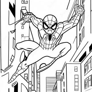 Pagina Para Colorear De Spiderman Balanceandose Por La Ciudad 68874-56787