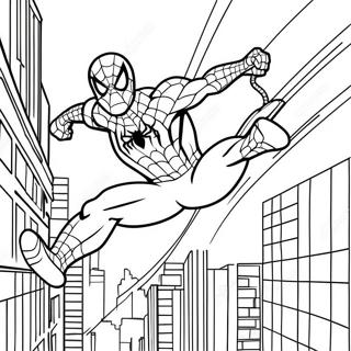 Pagina Para Colorear De Spiderman Balanceandose Por La Ciudad 68874-56788