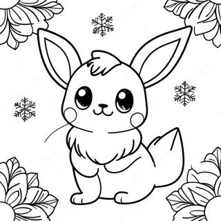 Pagina Para Colorear De Eevee Con Copos De Nieve 68964-56850