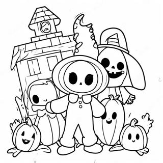 Pagina Para Colorear De Los Personajes Spookiz En Una Casa Embrujada 69014-56914