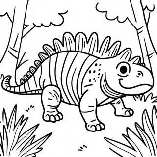 Pagina Para Colorear De Dimetrodon Colorido En Un Bosque 69024-56893