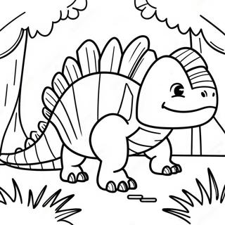 Pagina Para Colorear De Dimetrodon Colorido En Un Bosque 69024-56896