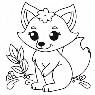 Pagina Para Colorear De Un Zorro Kawaii Bonito Con Flores 6905-5614