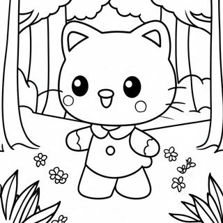 Pagina Para Colorear De Hello Kitty Explorando Un Bosque Magico 6915-5621