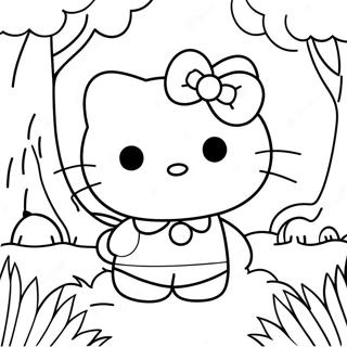 Pagina Para Colorear De Hello Kitty Explorando Un Bosque Magico 6915-5623