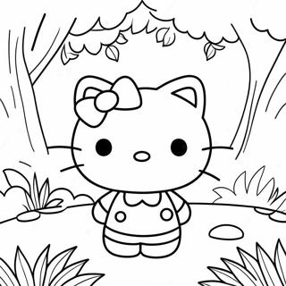 Pagina Para Colorear De Hello Kitty Explorando Un Bosque Magico 6915-5624