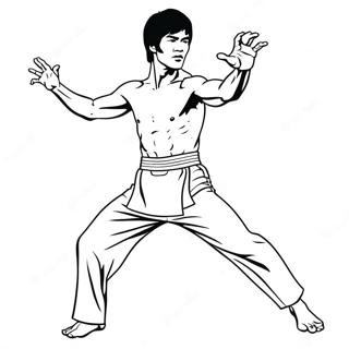 Pagina Para Colorear De Bruce Lee En Una Patada Iconica 69334-57145