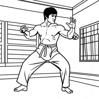 Pagina Para Colorear De Bruce Lee En Una Patada Iconica 69334-57146