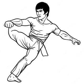 Pagina Para Colorear De Bruce Lee En Una Patada Iconica 69334-57147