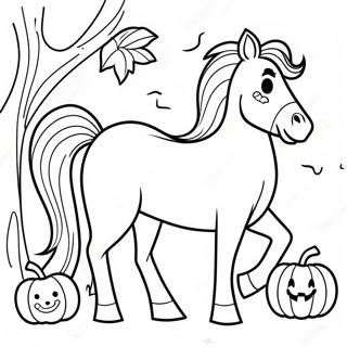 Pagina Para Colorear De Caballo Espeluznante Con Calabaza 69844-57529