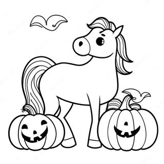 Pagina Para Colorear De Caballo Espeluznante Con Calabaza 69844-57530