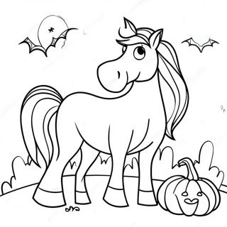 Pagina Para Colorear De Caballo Espeluznante Con Calabaza 69844-57531