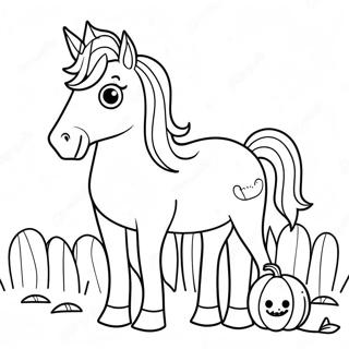 Pagina Para Colorear De Caballo Espeluznante Con Calabaza 69844-57751