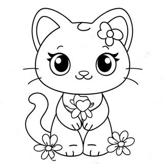 Pagina Para Colorear De Charmmy Kitty Adorable Con Flores 69884-57568