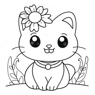 Pagina Para Colorear De Charmmy Kitty Adorable Con Flores 69884-57791