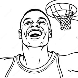 Pagina Para Colorear De Russell Westbrook Haciendo Un Mate 70324-58147