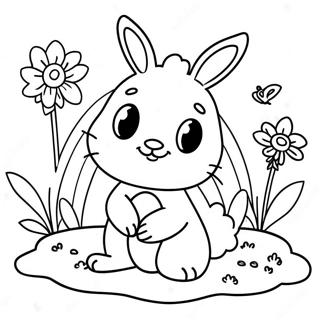 Pagina Para Colorear De Bebe Conejito Adorable En Un Jardin De Flores 70404-58209