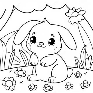 Pagina Para Colorear De Bebe Conejito Adorable En Un Jardin De Flores 70404-58211