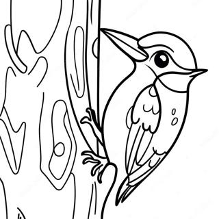 Pagina Para Colorear De Pajaro Carpintero Colorido En Un Arbol 70434-58233