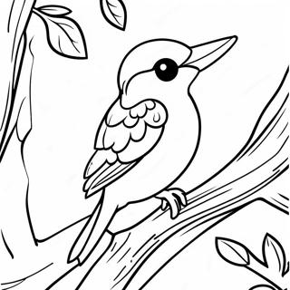 Pagina Para Colorear De Pajaro Carpintero Colorido En Un Arbol 70434-58234