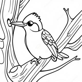 Pagina Para Colorear De Pajaro Carpintero Colorido En Un Arbol 70434-58235