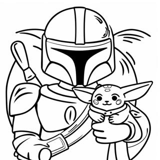 Pagina Para Colorear De Mandalorian Con Baby Yoda 70624-58382