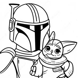 Pagina Para Colorear De Mandalorian Con Baby Yoda 70624-58383