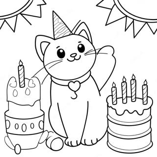 Pagina Para Colorear De Fiesta De Cumpleanos De Gato 70773-58502