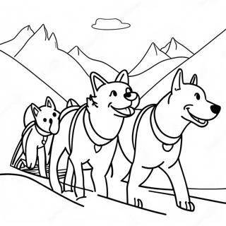 Pagina Para Colorear De Un Equipo De Perros De Trineo Corriendo Por La Nieve 70843-58564