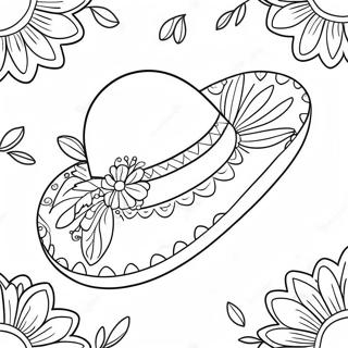 Pagina Para Colorear De Sombrero Colorido Con Flores 71324-58952