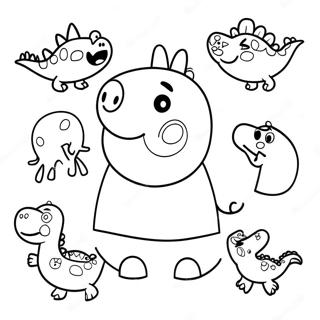 Pagina Para Colorear De Peppa Pig Con Dinosaurios Coloridos 71394-59001