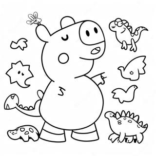 Pagina Para Colorear De Peppa Pig Con Dinosaurios Coloridos 71394-59003